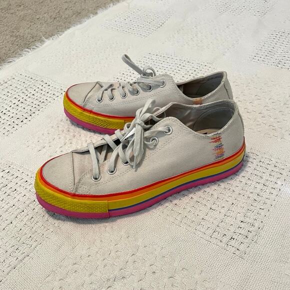 Converse platform rainbow Chuck Taylor All Star Sneakers 9.5 SHELF 5021 - Picture 8 of 8